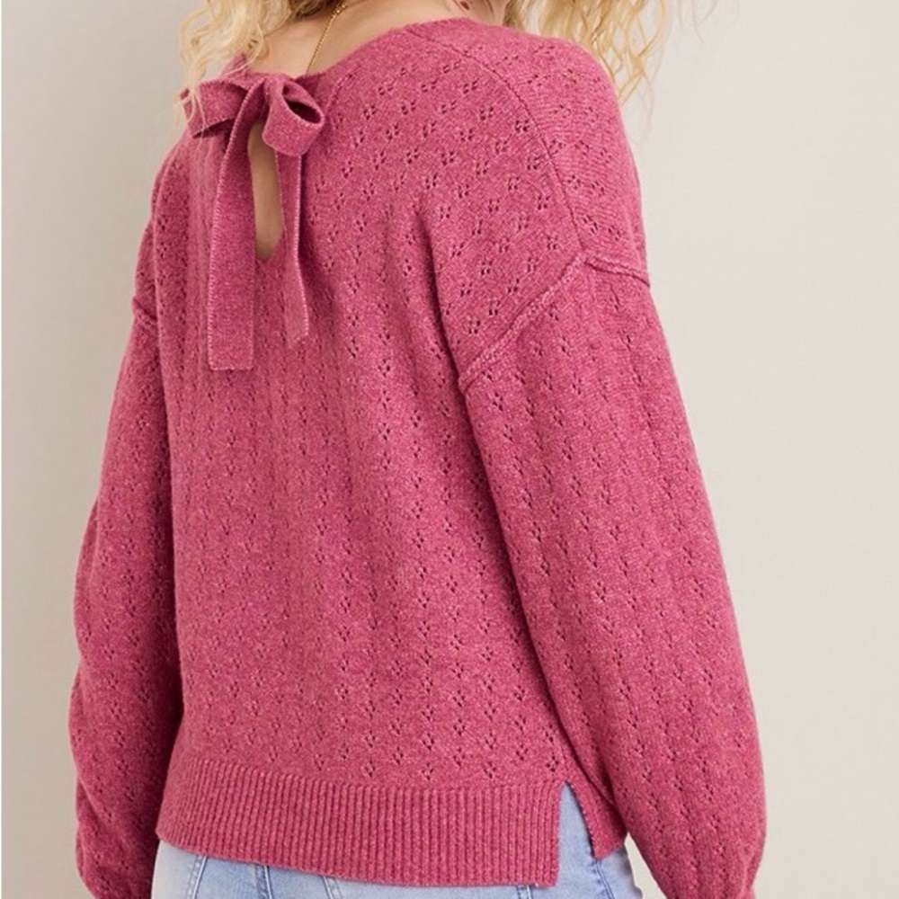 Francesca’s Carmela Tie-Back Pointelle Sweater